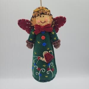 Folksy Felt Fabric Applique Angel Christmas Ornament